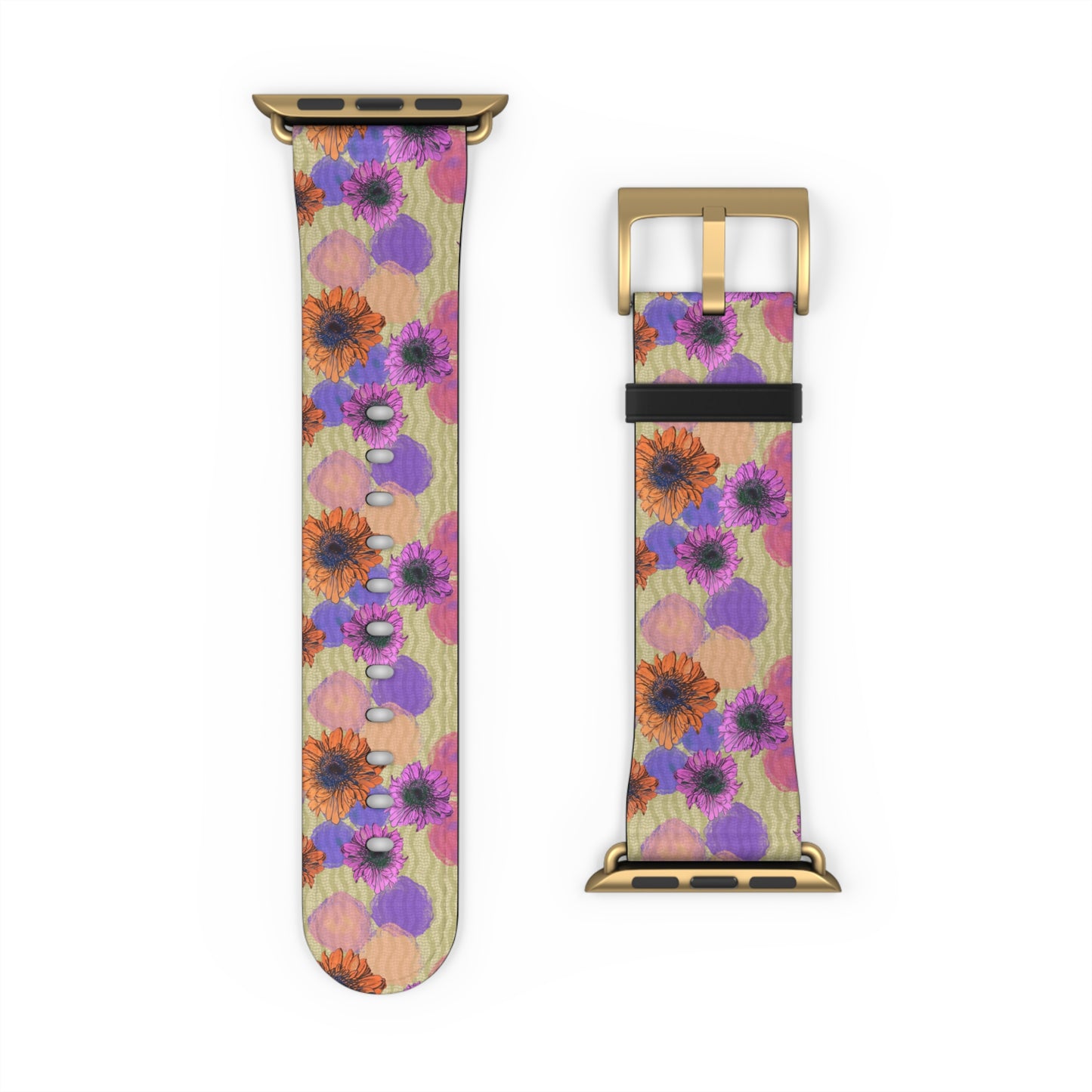 Floral Watercolor Apple Watch Band — Purple & Orange Zinnia Print