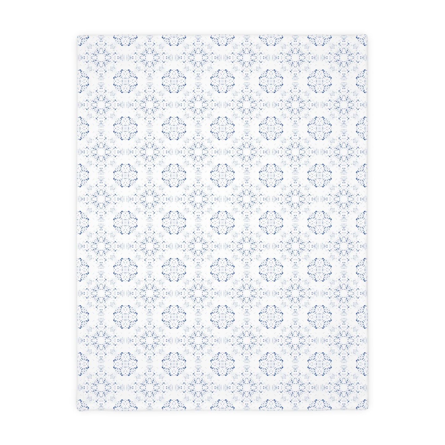 Velveteen Microfiber Blanket (Two-sided print) - Batik Scatter, Blue and White