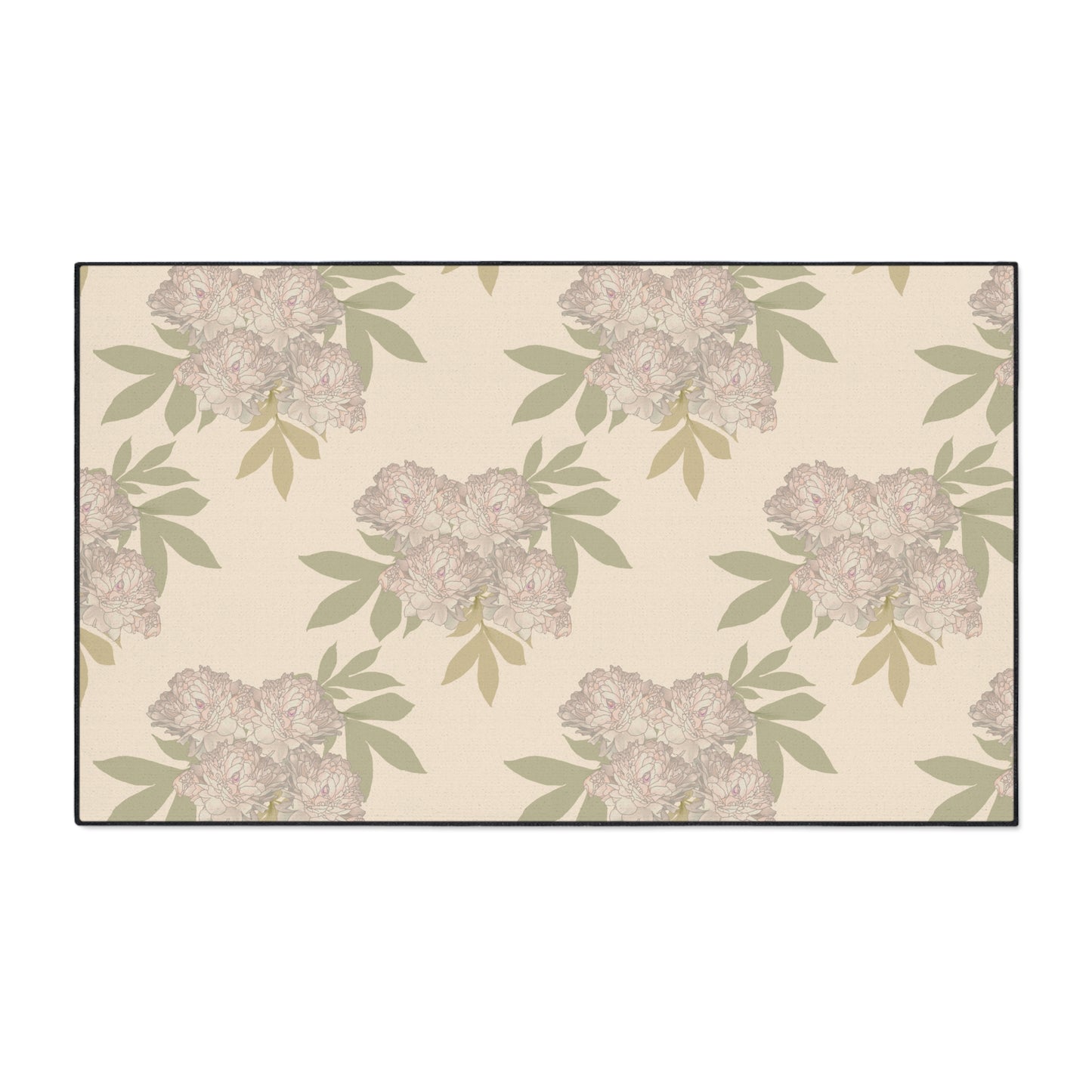 Heavy Duty Floor Mat - Featuring Rachel's Peonies© in Cream Floral Design Durable Rug for Entryway, Kitchen, Bathroom, Home Decor, Indoor & Outdoor Use