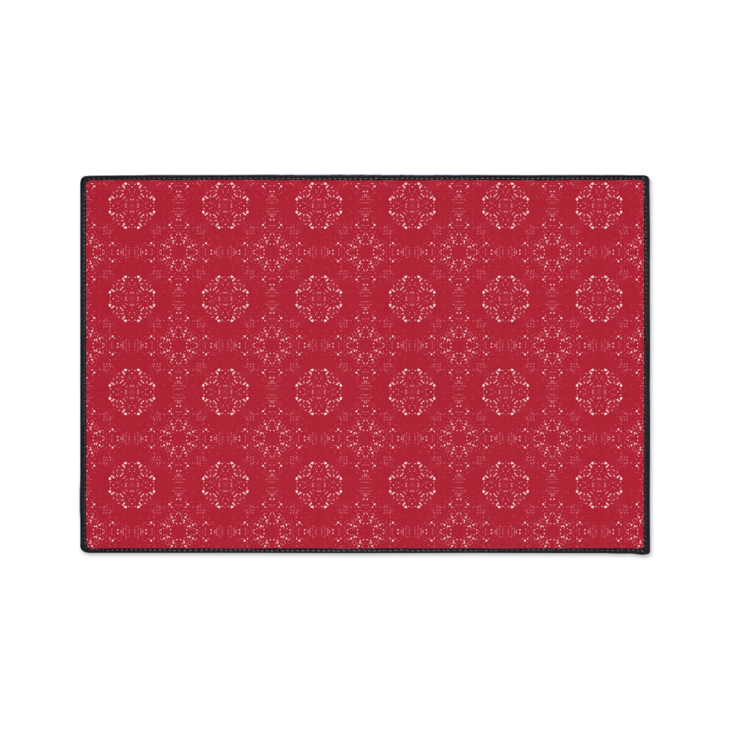 Durable elegant Floor Mat for Home Decor, Kitchen Rug, Featuring Batik Scatter© in Red. Non-Slip Entryway Mat, Beautiful Patterned Mats, Gift for Housewarming