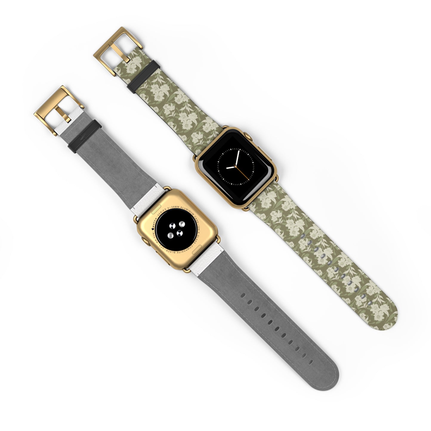 Olive Floral Pattern Watch Band — Vintage Botanical Apple Watch Strap