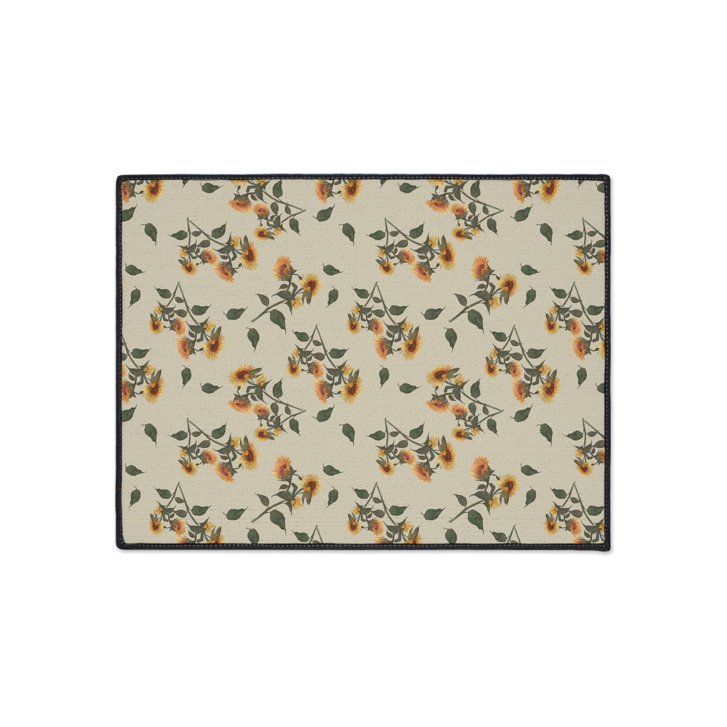 Floral Heavy Duty Floor Mat | Sunflower Debut© Manchest Tan, Durable Home Decor, Entryway Rug, Kitchen Mat, Non-Slip Area Rug
