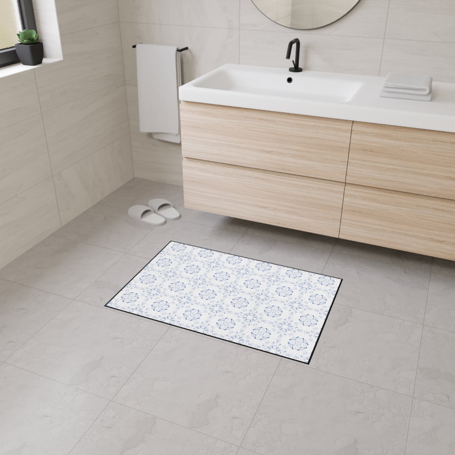 Elegant Heavy Duty Floor Mat - Featuring Batik Scatter© in Blue. Durable Entryway Rug, Non-Slip Kitchen Mat, Cozy Home Décor, Perfect for Holidays & Gifts, Blue Pattern [...]