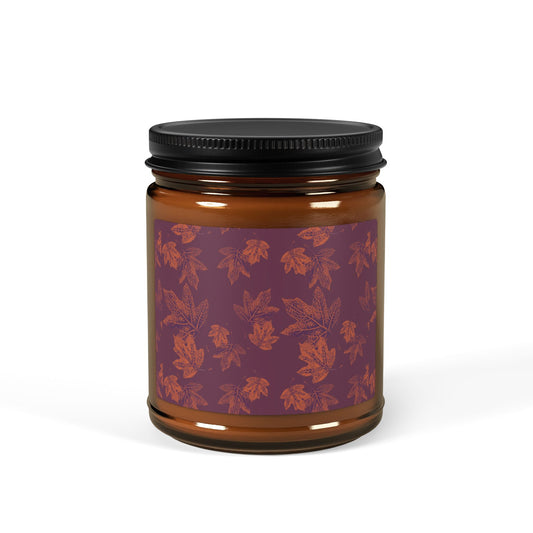 Aromatic Soy Candle in Amber Jar | Autumn Leaves, Aromatic and Holiday Scents, Eco-Friendly Gift, Relaxation Decor, Home Fragrance, Self-Care Treat