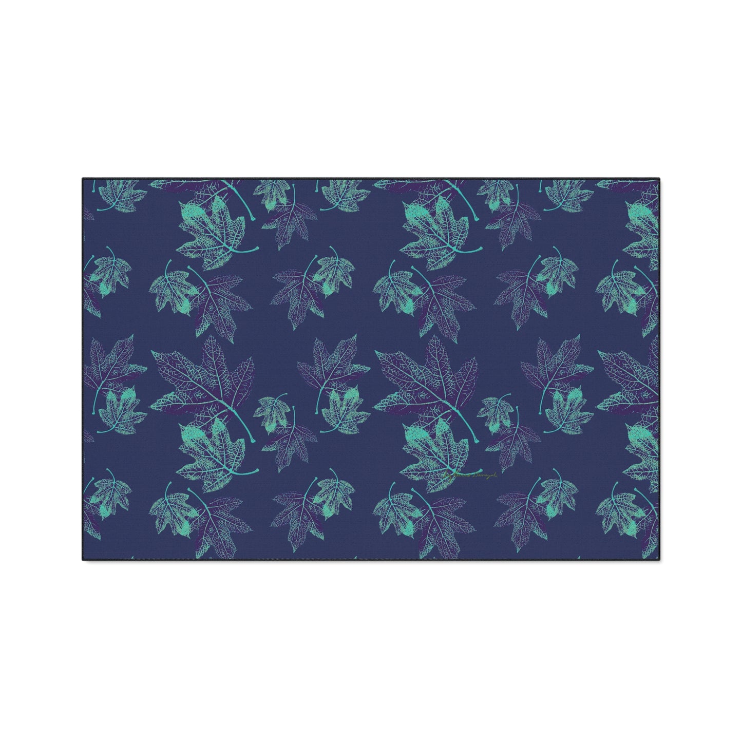Nature-Inspired Heavy Duty Floor Mat Featuring Oak Leaf Hydranga© in Teal. Durable, Leaves Pattern, Indoor/Outdoor, Holiday & Gift Idea, Home Decor, Kitchen, Entryway