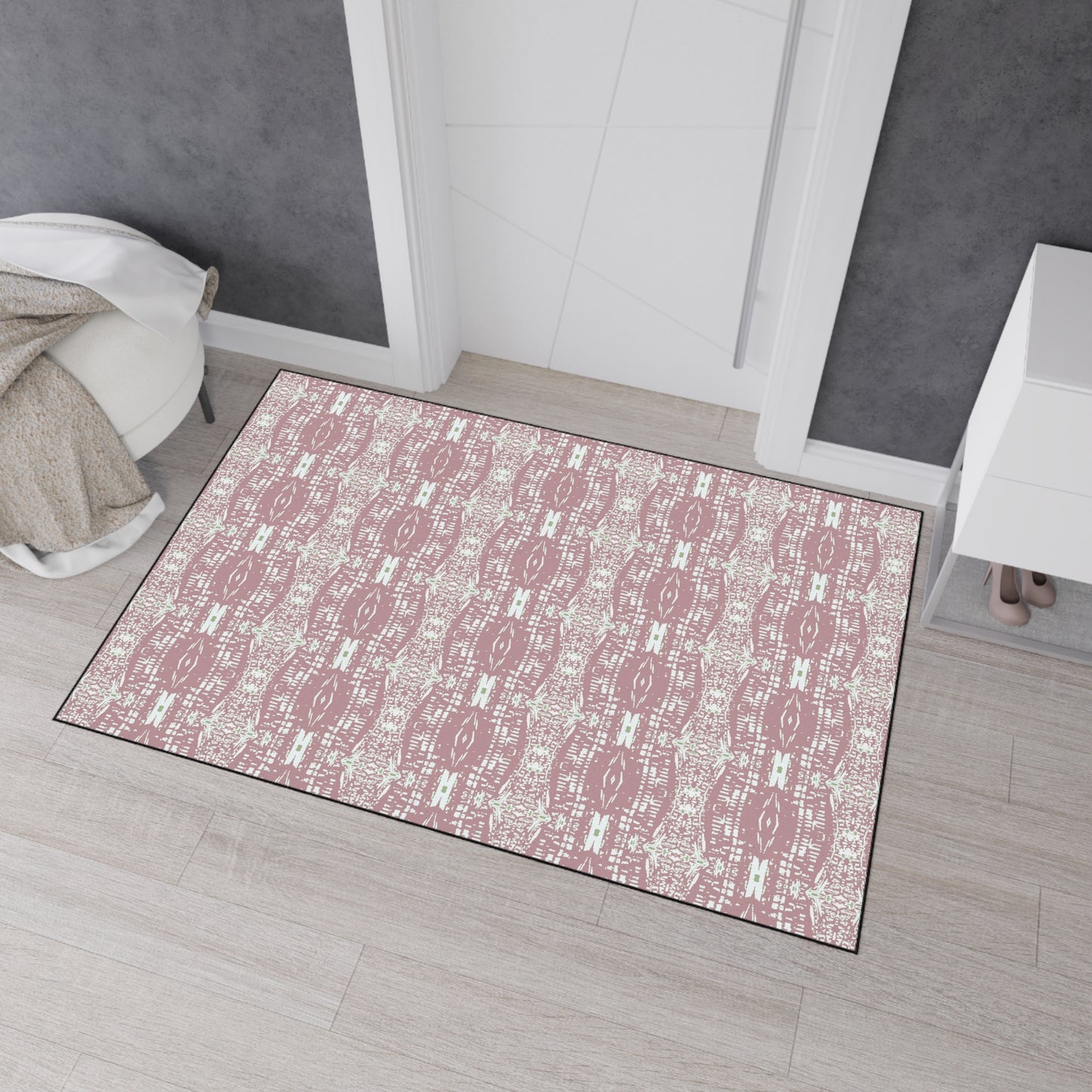 Stylish Heavy Duty Floor Mat, Half Bambo© Dusty Rose, Non-slip Entrance Rug, Boho Home Decor, Kitchen Mat, Indoor/Outdoor Mat,