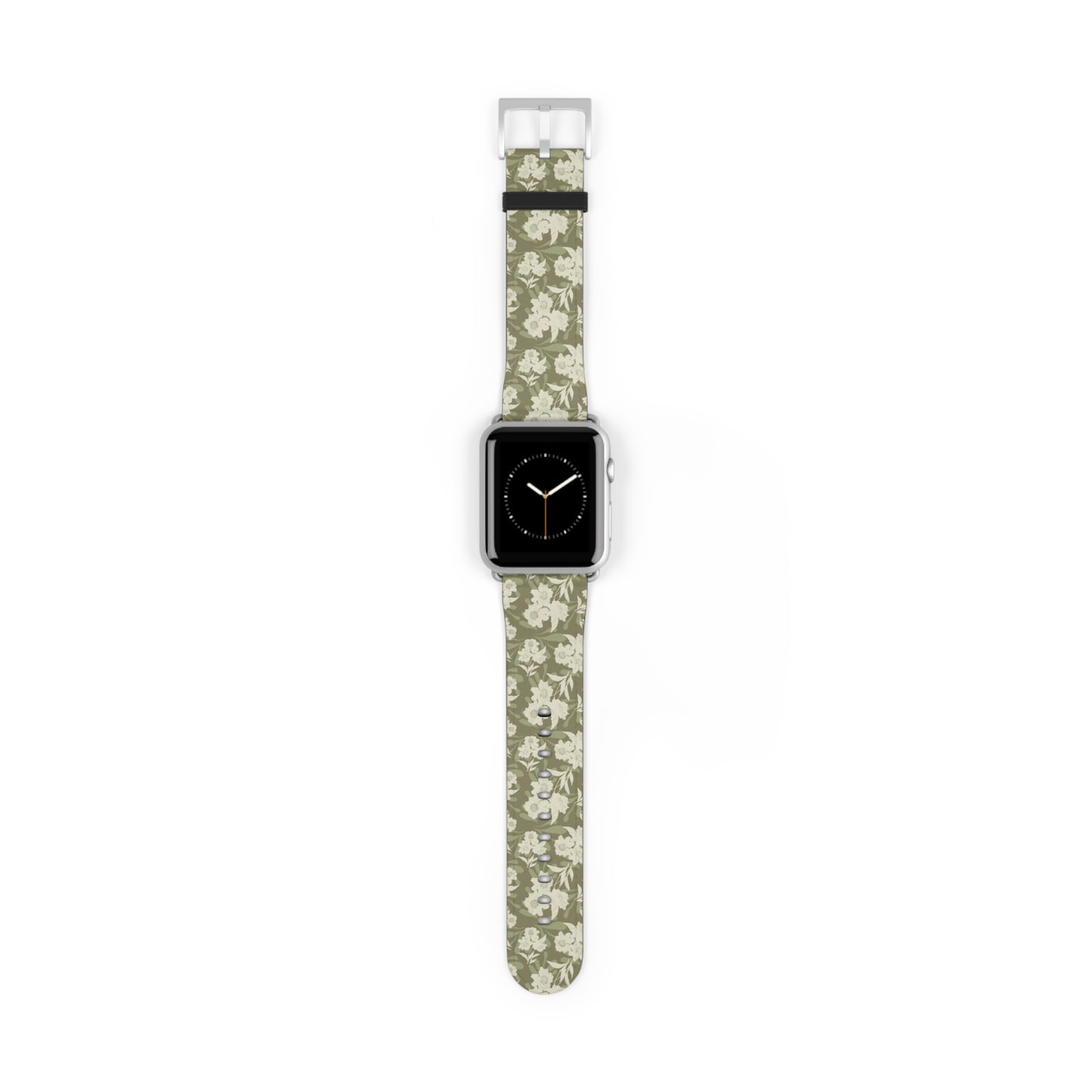 Olive Floral Pattern Watch Band — Vintage Botanical Apple Watch Strap
