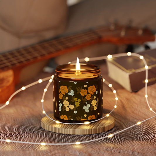 Textured Floral© Chocolate Brown, Scented Soy Candle | Eco-Friendly Home Decor, Featuring Textured Floral© in Chocolate Brown. Aromatherapy Gift