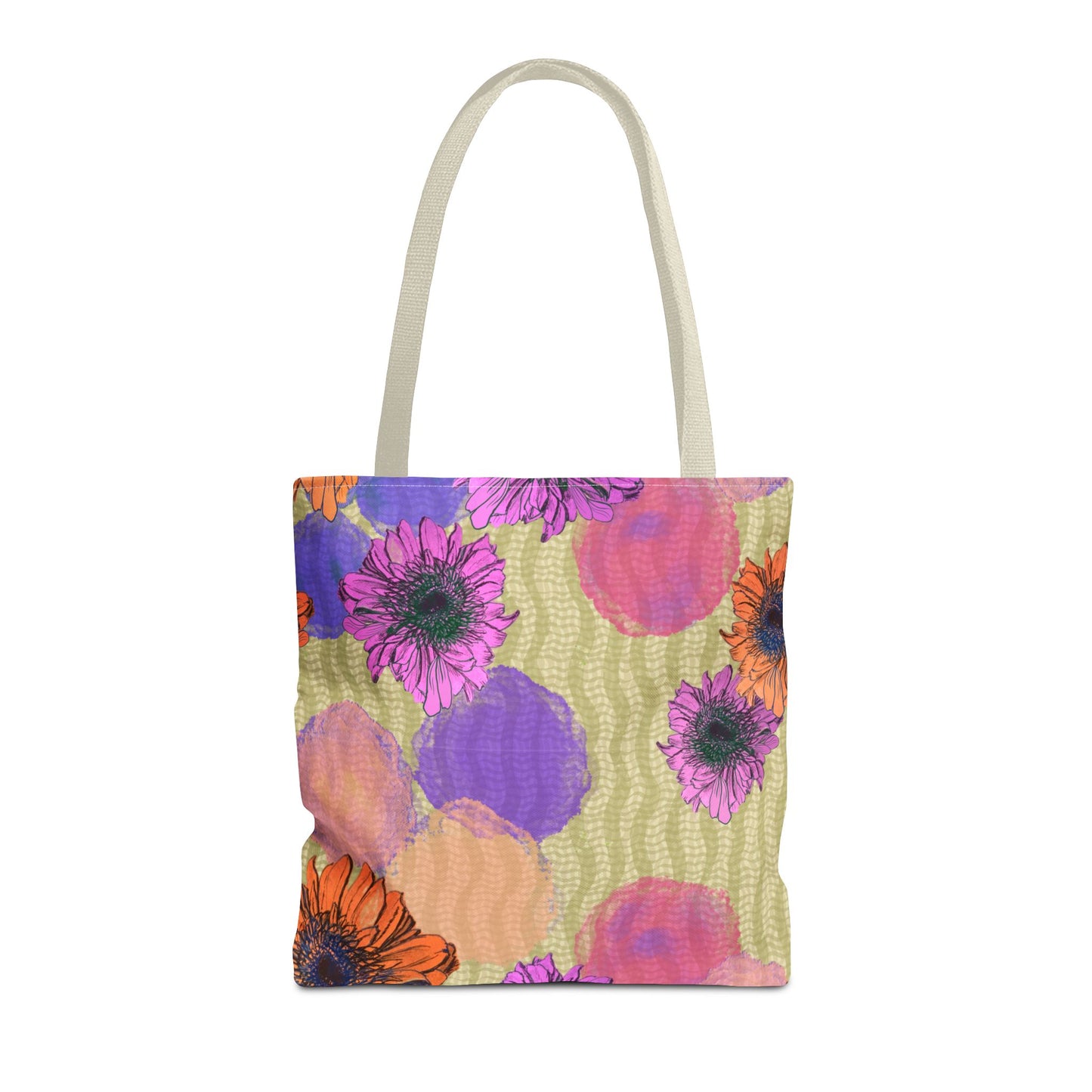 Floral Watercolor Tote Bag — Colorful Sunflower & Paint-Blob All-Over Print
