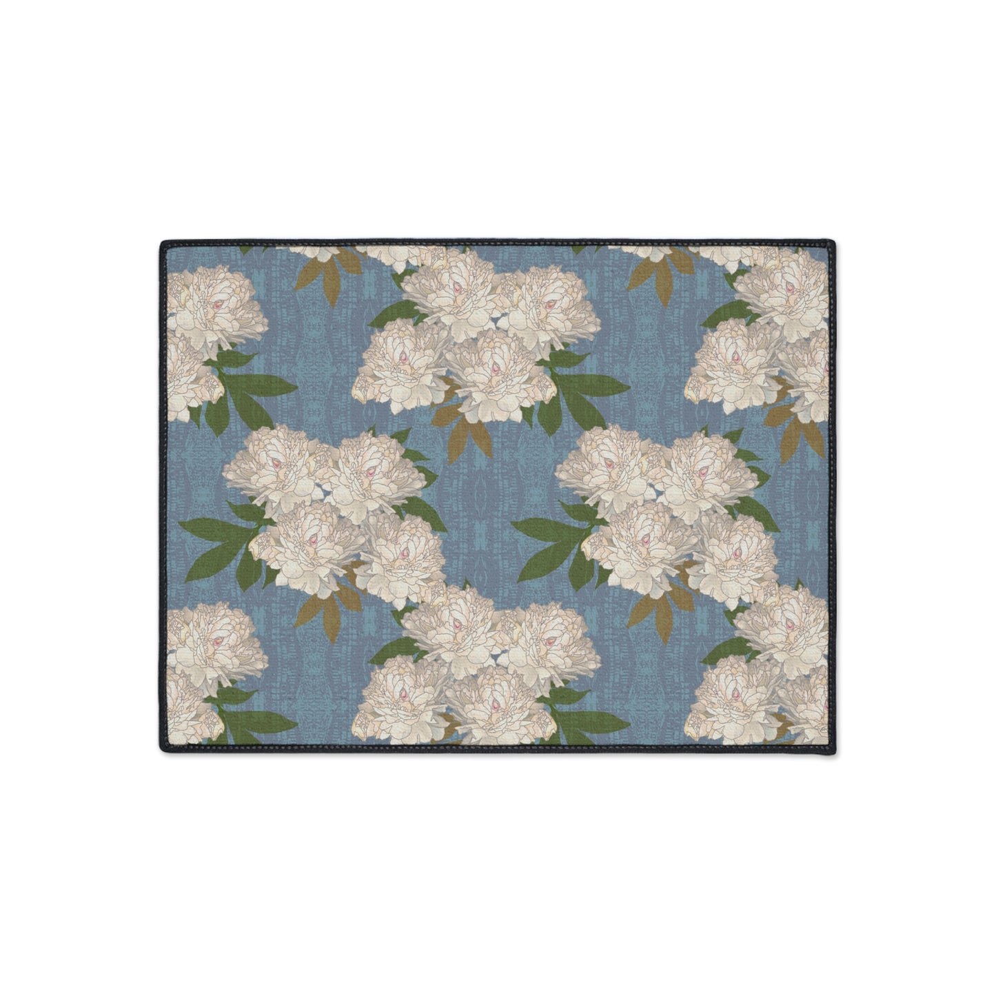 Stylish Heavy Duty Floor Mat, Featuring Rachel's Peonies© in Cornflower Blue. Durable & Elegant Home Decor, Entryway Rugs, Kitchen Mats, Floral Pattern, Versatile & Functional