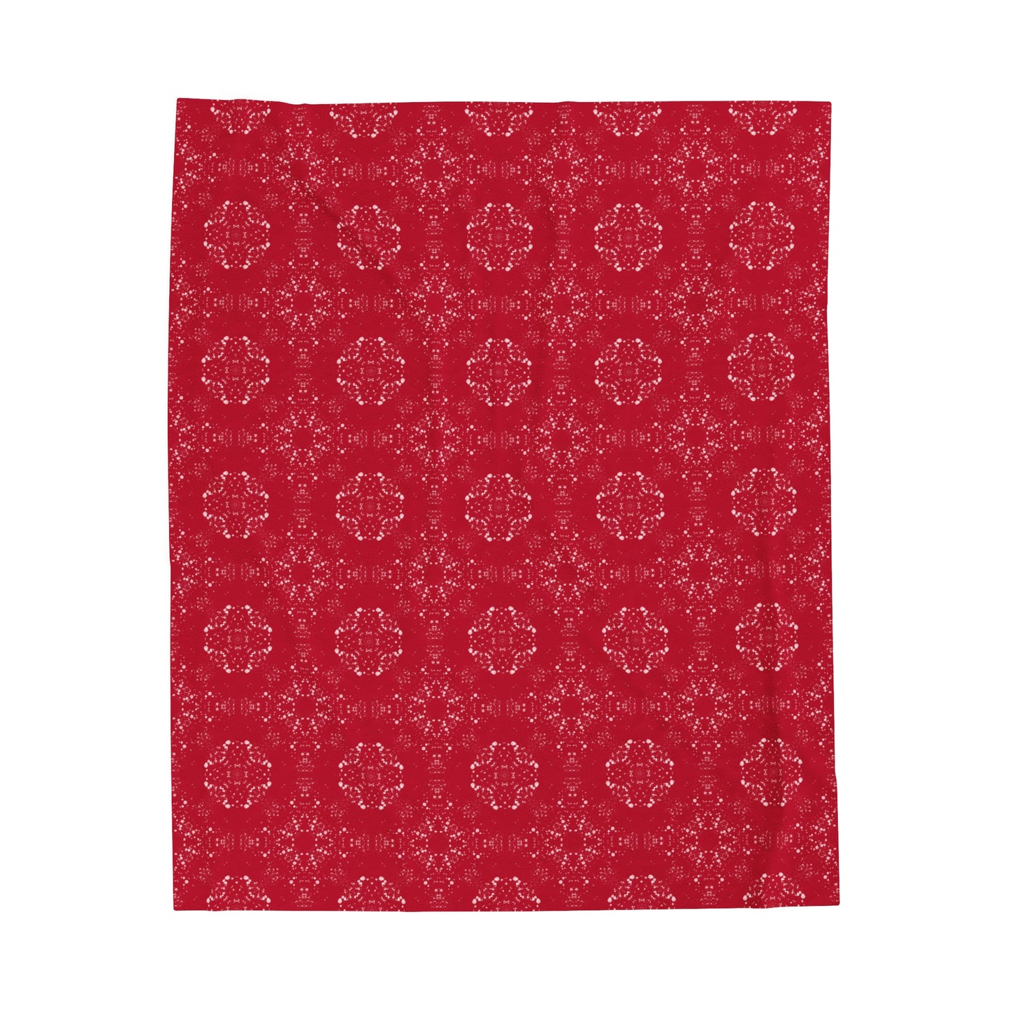 Velveteen Plush Blanket - Batik Scatter, Dark Red