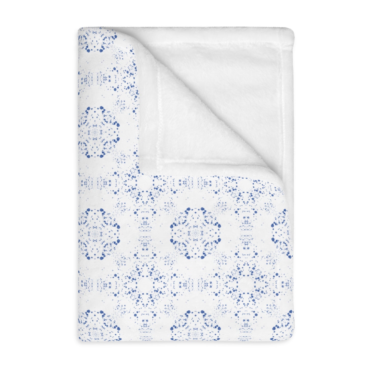 Velveteen Microfiber Blanket (Two-sided print) - Batik Scatter, Blue and White