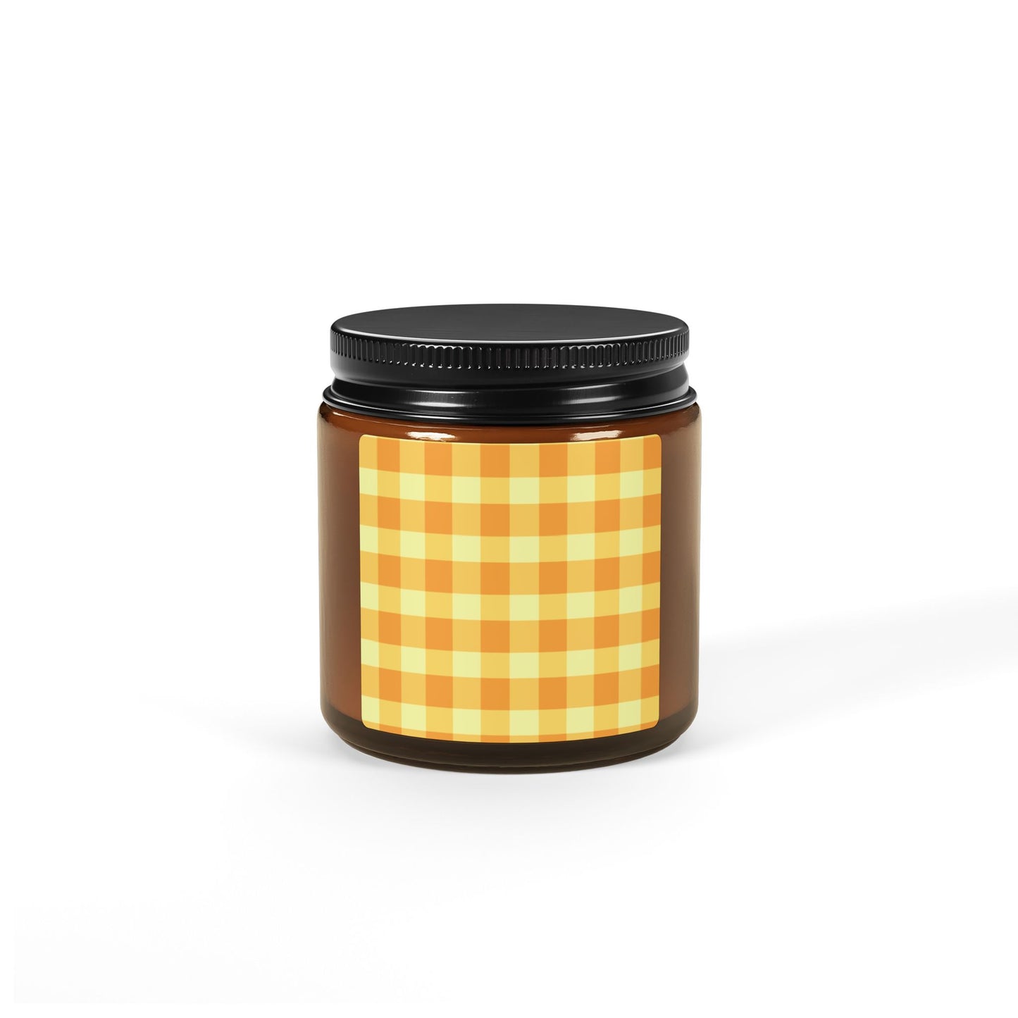 Cozy Scented Soy Candle, Orange Gingham Pattern Candle for Home Decor, Relaxation Gift, Aromatherapy Candle, Eco-Friendly Candle