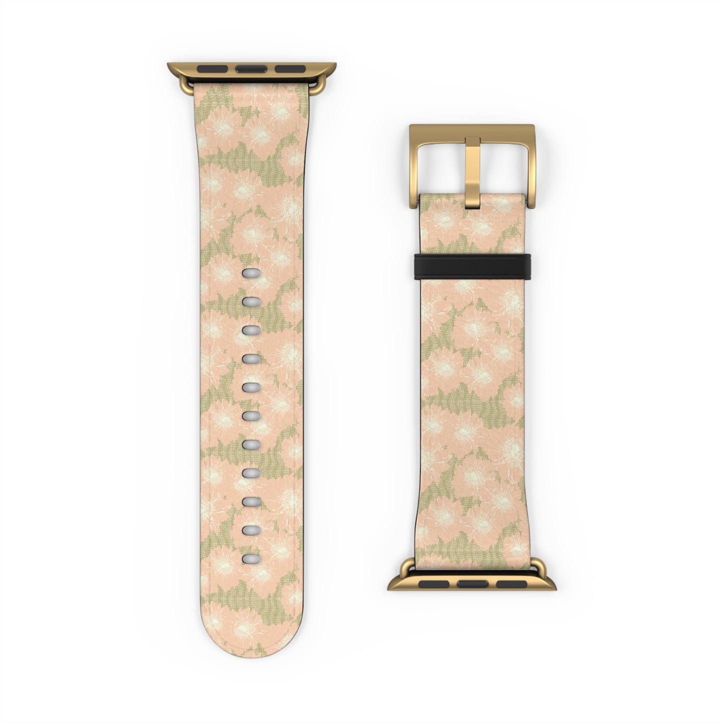 Blush & Sage Floral Apple Watch Band – Soft Peach Watercolor Pattern