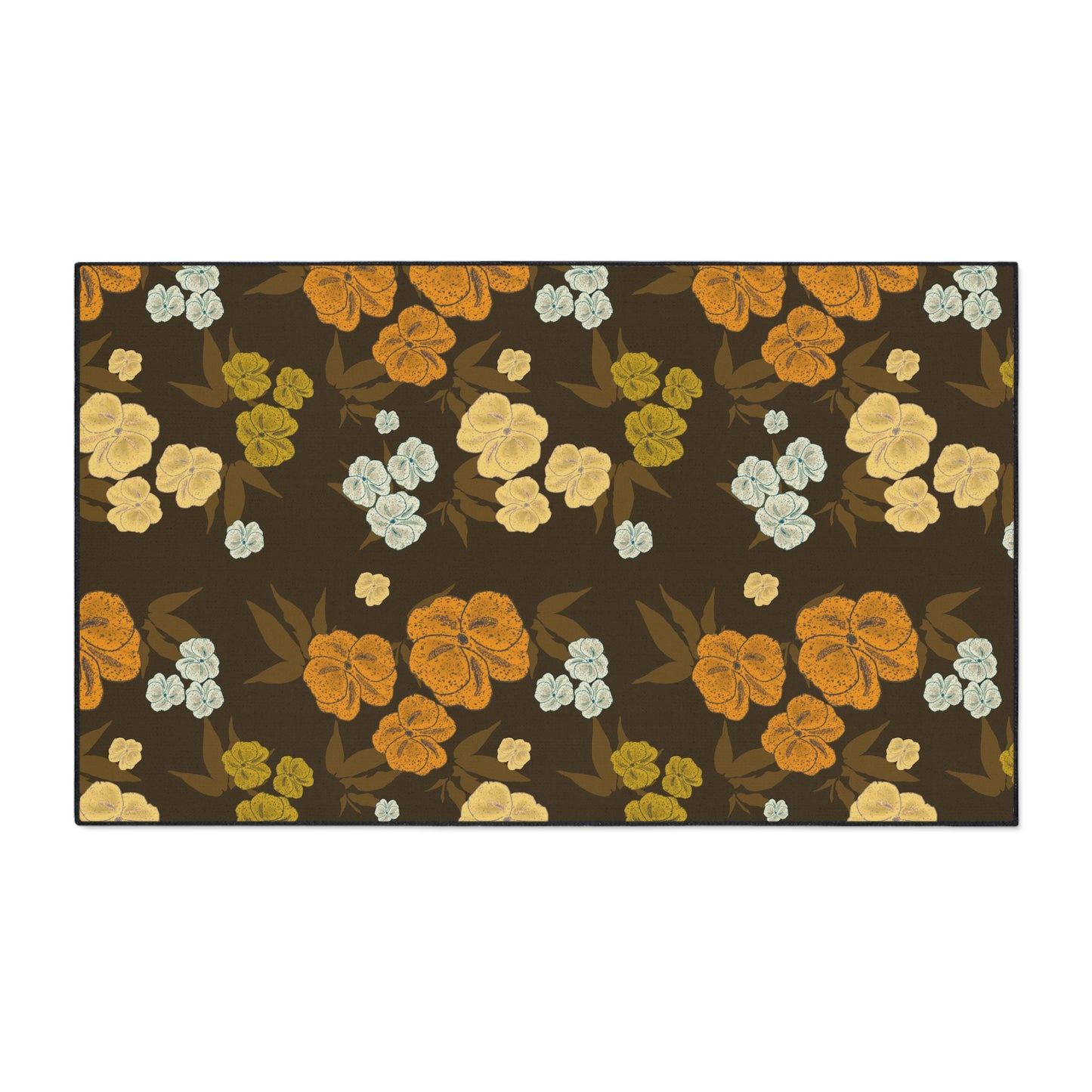 Heavy-Duty Floor Mat | Featuring Textured Floral© in Chocolate Brown. Durable Indoor/Outdoor Rug for Home Decor, Kitchen, Entryway, Flower Pattern, Stylish Welcome Mat