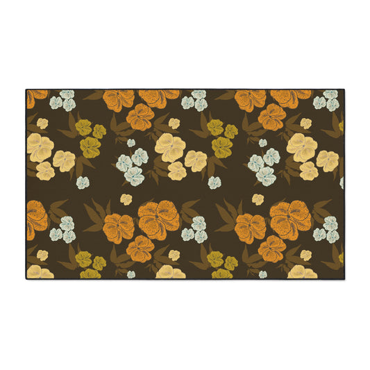 Heavy-Duty Floor Mat | Featuring Textured Floral© in Chocolate Brown. Durable Indoor/Outdoor Rug for Home Decor, Kitchen, Entryway, Flower Pattern, Stylish Welcome Mat