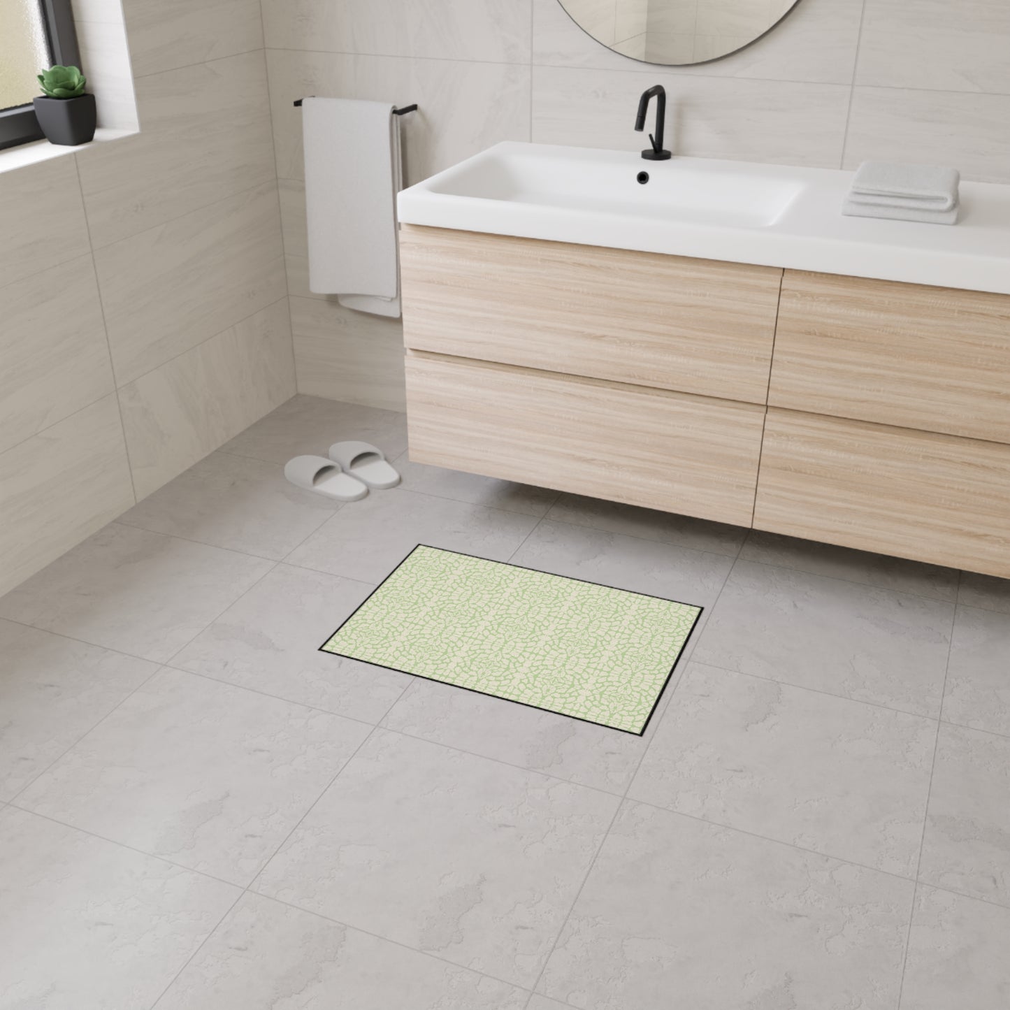Stylish Heavy Duty Floor Mat, Lime Cream Animal Look Print, Non-Slip Area Rug, Indoor/Outdoor Decor, Home Entrance Mat