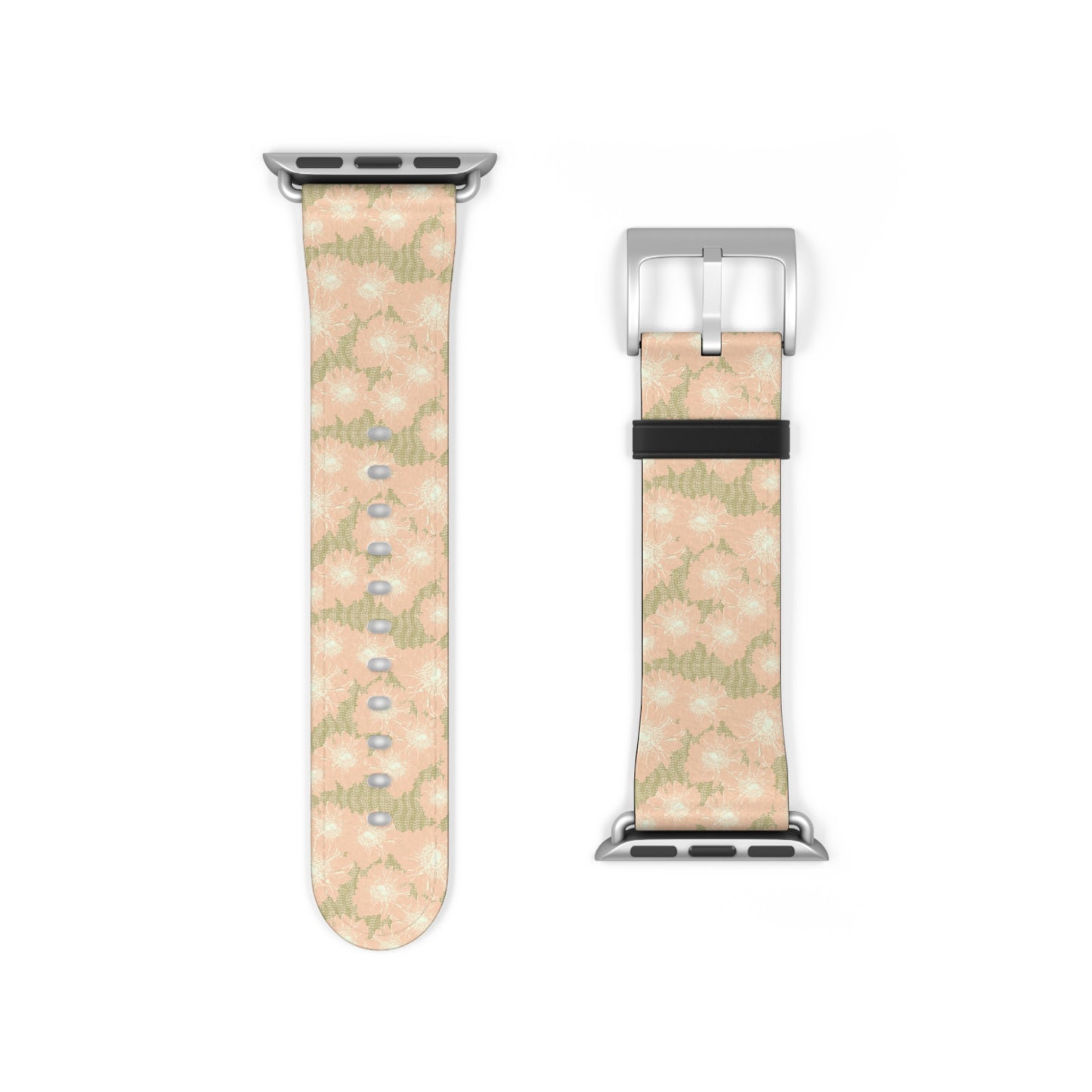 Blush & Sage Floral Apple Watch Band – Soft Peach Watercolor Pattern