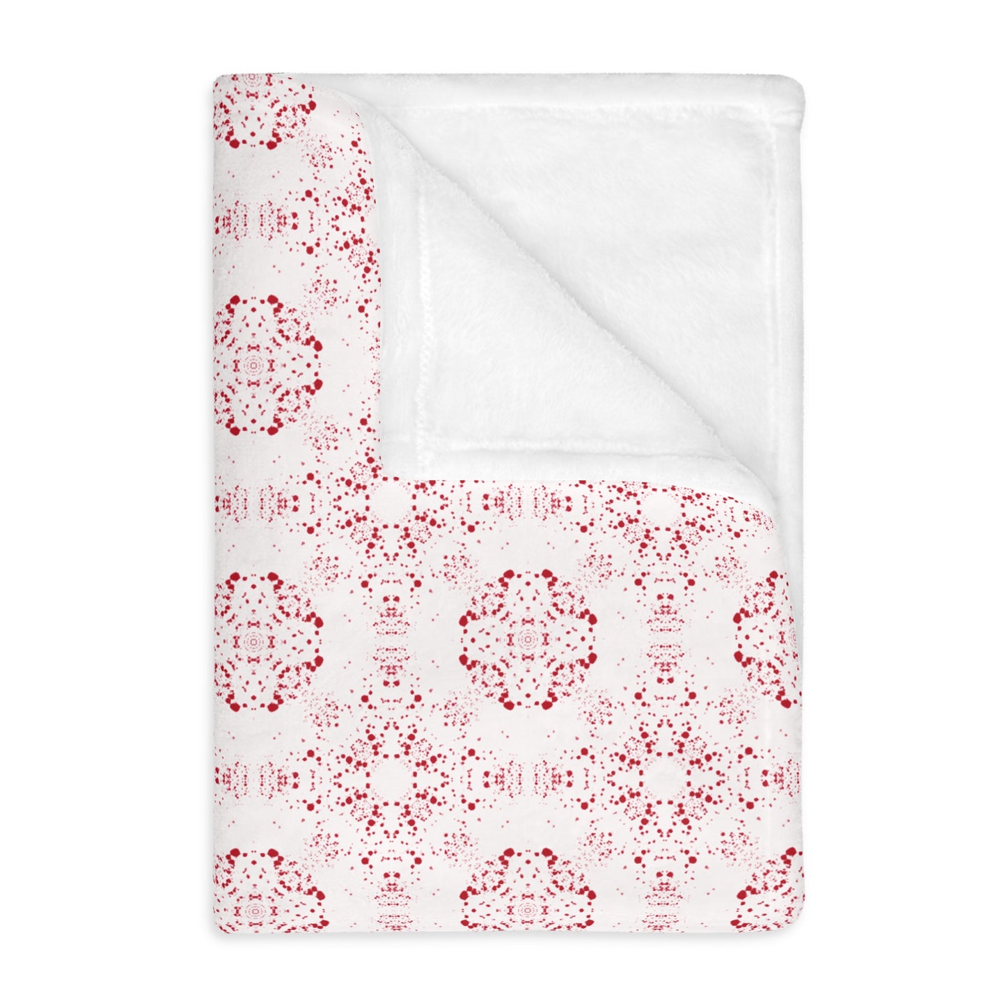 Velveteen Microfiber Blanket (Two-sided print) - Batik Scatter, Red and White