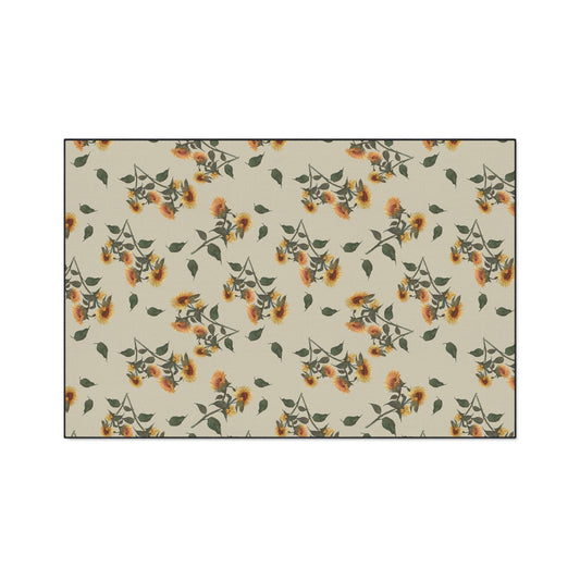 Floral Heavy Duty Floor Mat | Sunflower Debut© Manchest Tan, Durable Home Decor, Entryway Rug, Kitchen Mat, Non-Slip Area Rug