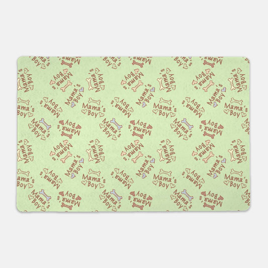 Mama's Boy Bones and Hearts© Light Green Pet Mat - Rectangle
