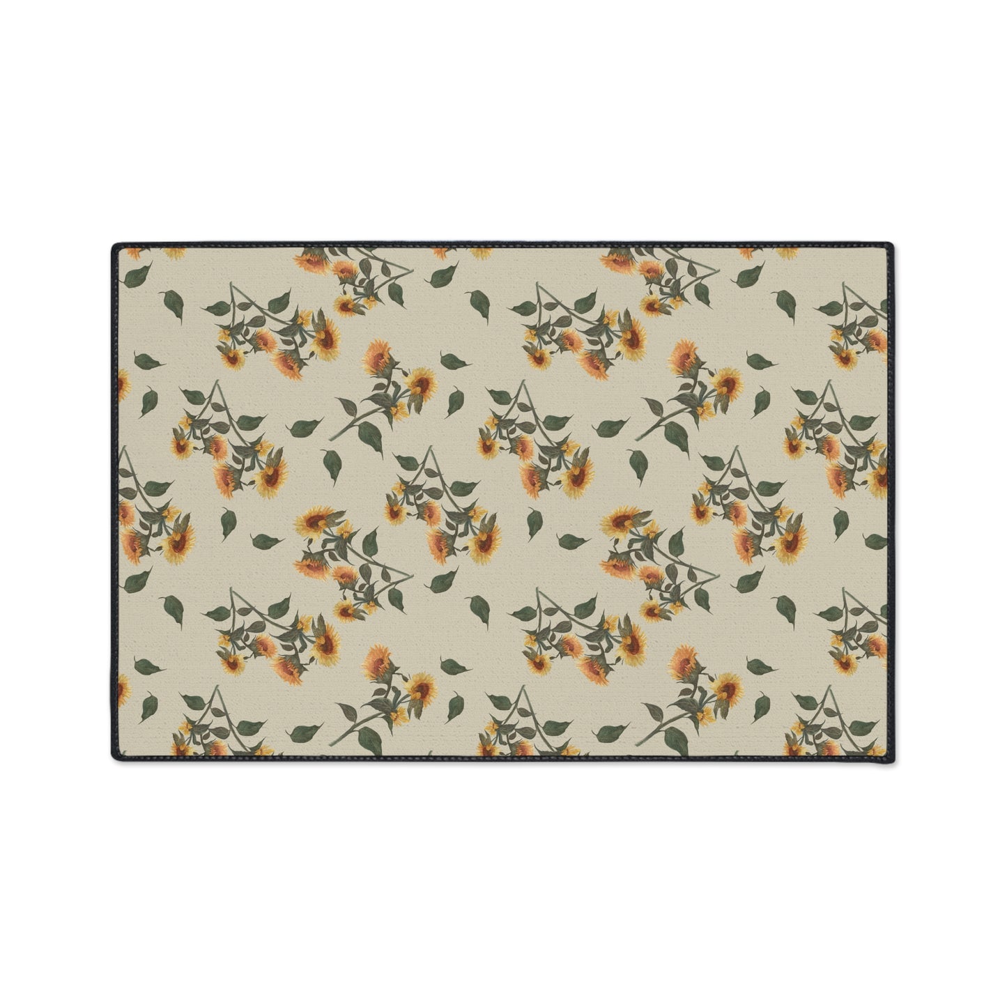 Floral Heavy Duty Floor Mat | Sunflower Debut© Manchest Tan, Durable Home Decor, Entryway Rug, Kitchen Mat, Non-Slip Area Rug