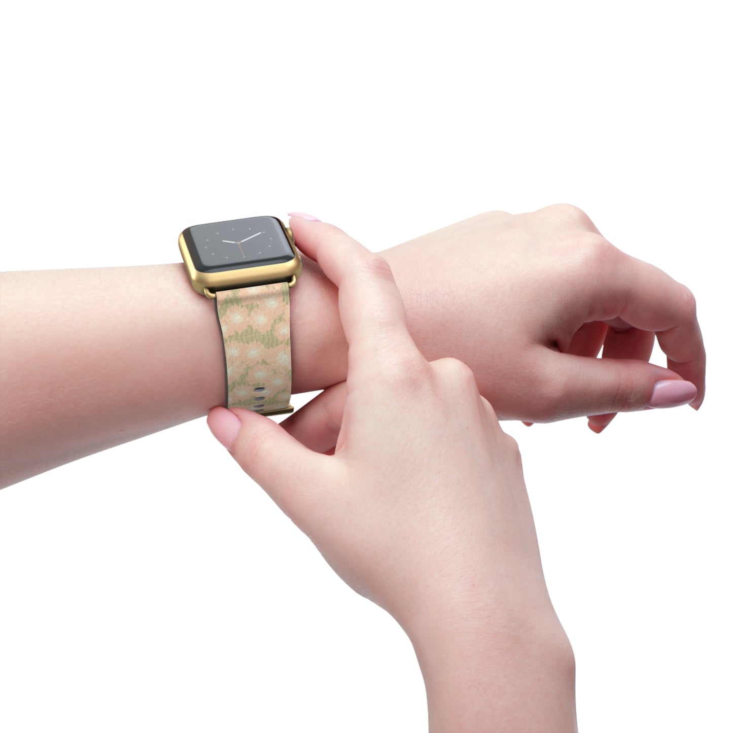 Blush & Sage Floral Apple Watch Band – Soft Peach Watercolor Pattern