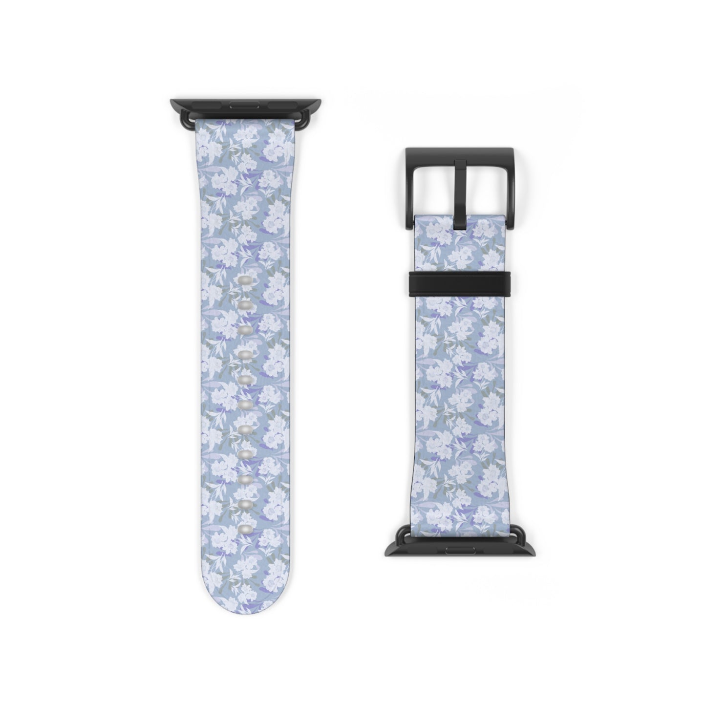 Pastel Periwinkle Floral Watch Band — Lightweight Garden Pattern Strap for Apple Watch