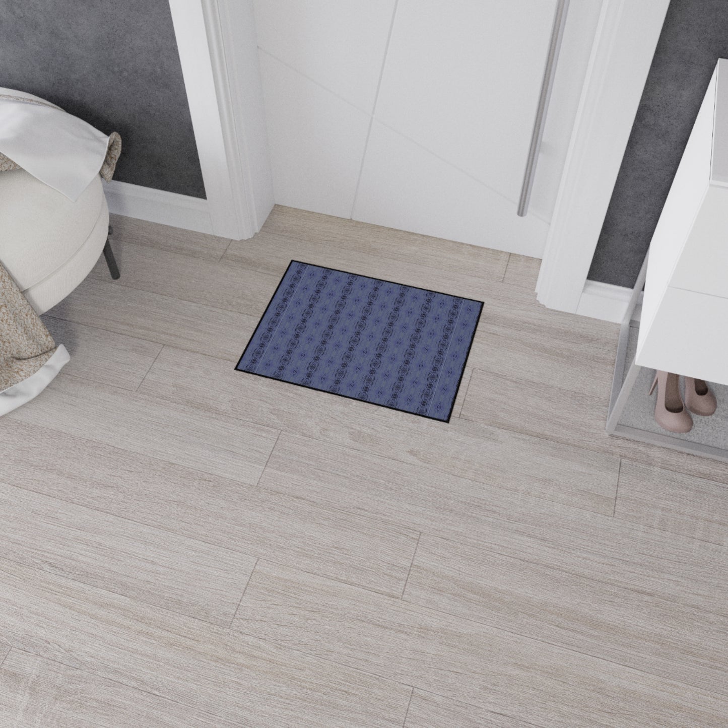 Stylish Heavy Duty Floor Mat for Home, Half Bamboo© Deep Blue, Durable Entrance Rug, Modern Indoor Mat, Kitchen or Hallway Décor