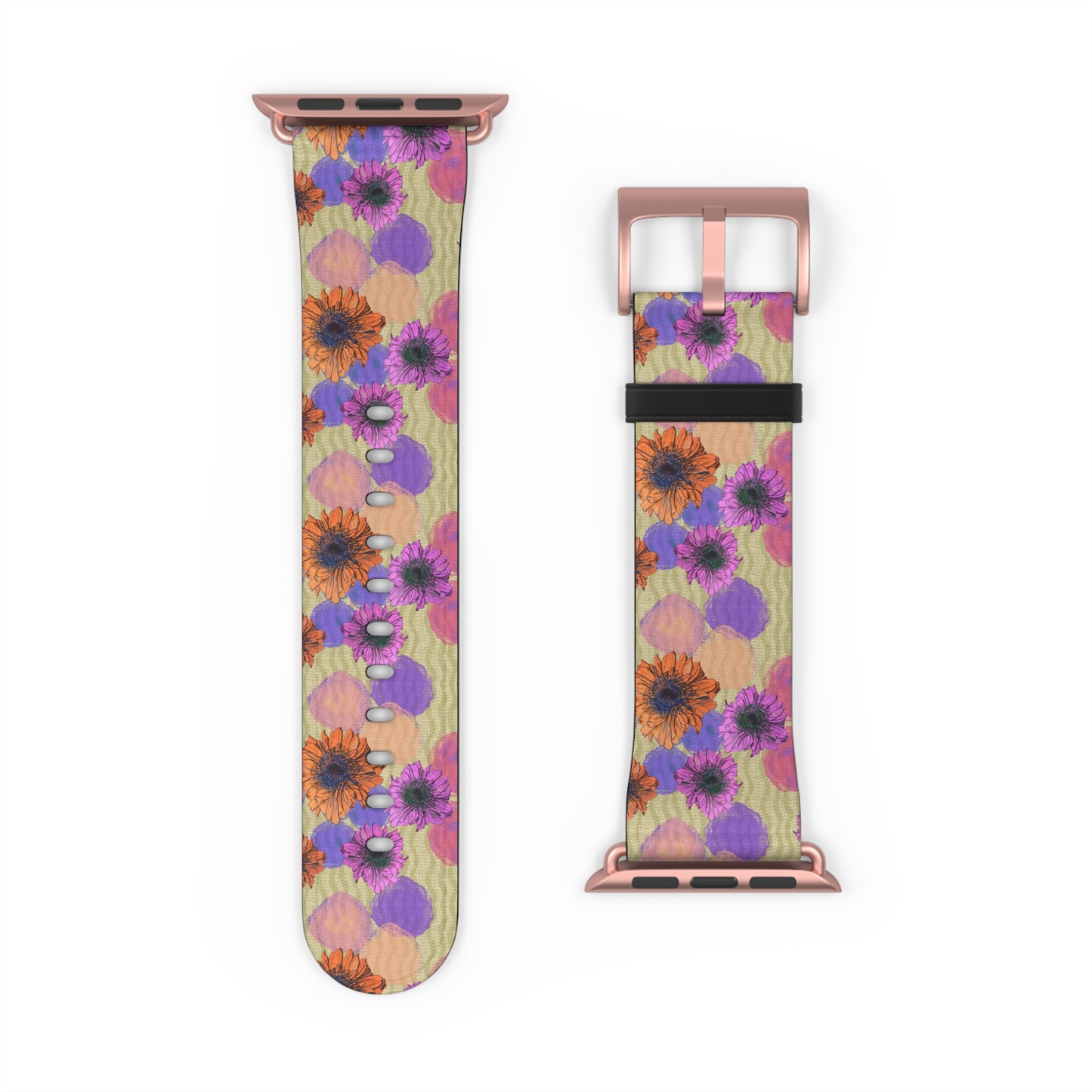 Floral Watercolor Apple Watch Band — Purple & Orange Zinnia Print