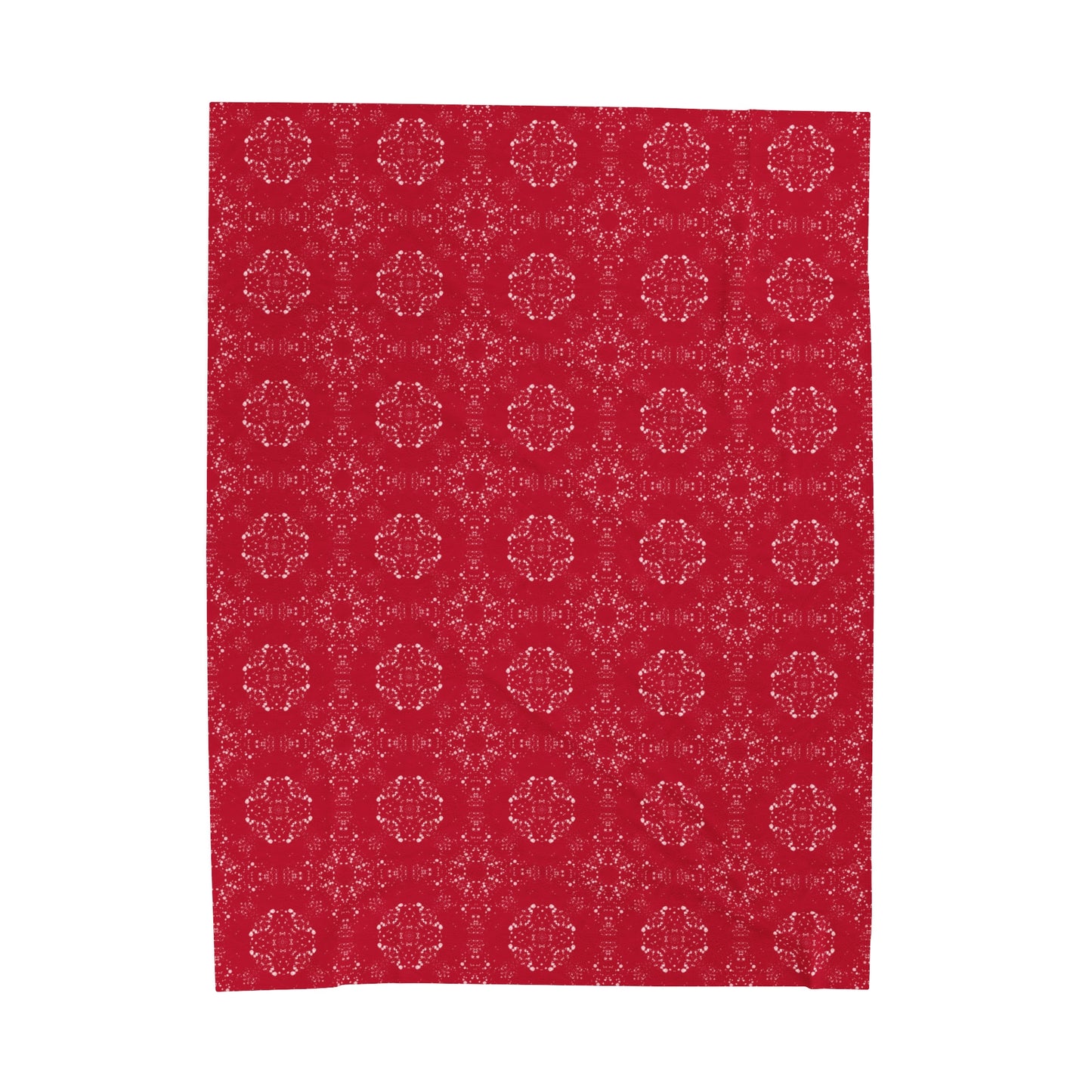 Velveteen Plush Blanket - Batik Scatter, Dark Red