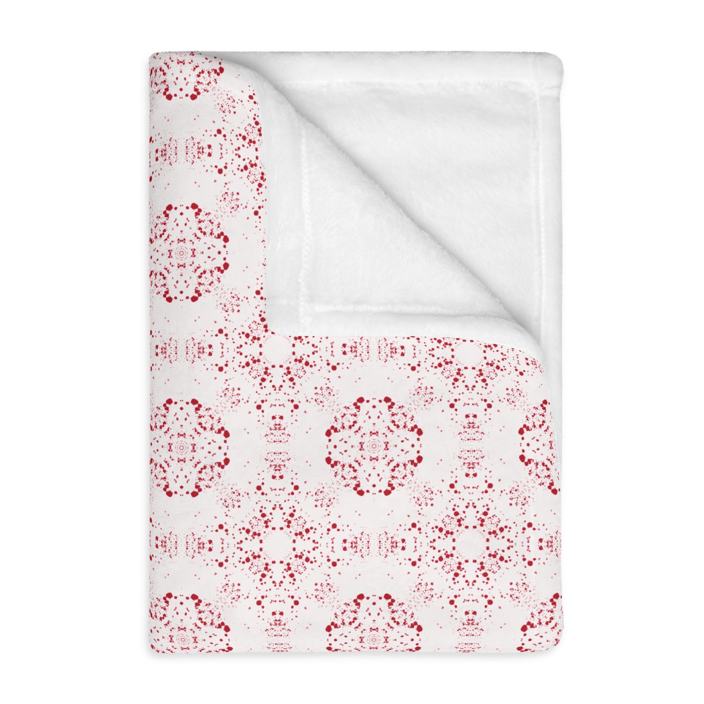 Velveteen Microfiber Blanket (Two-sided print) - Batik Scatter, Red and White