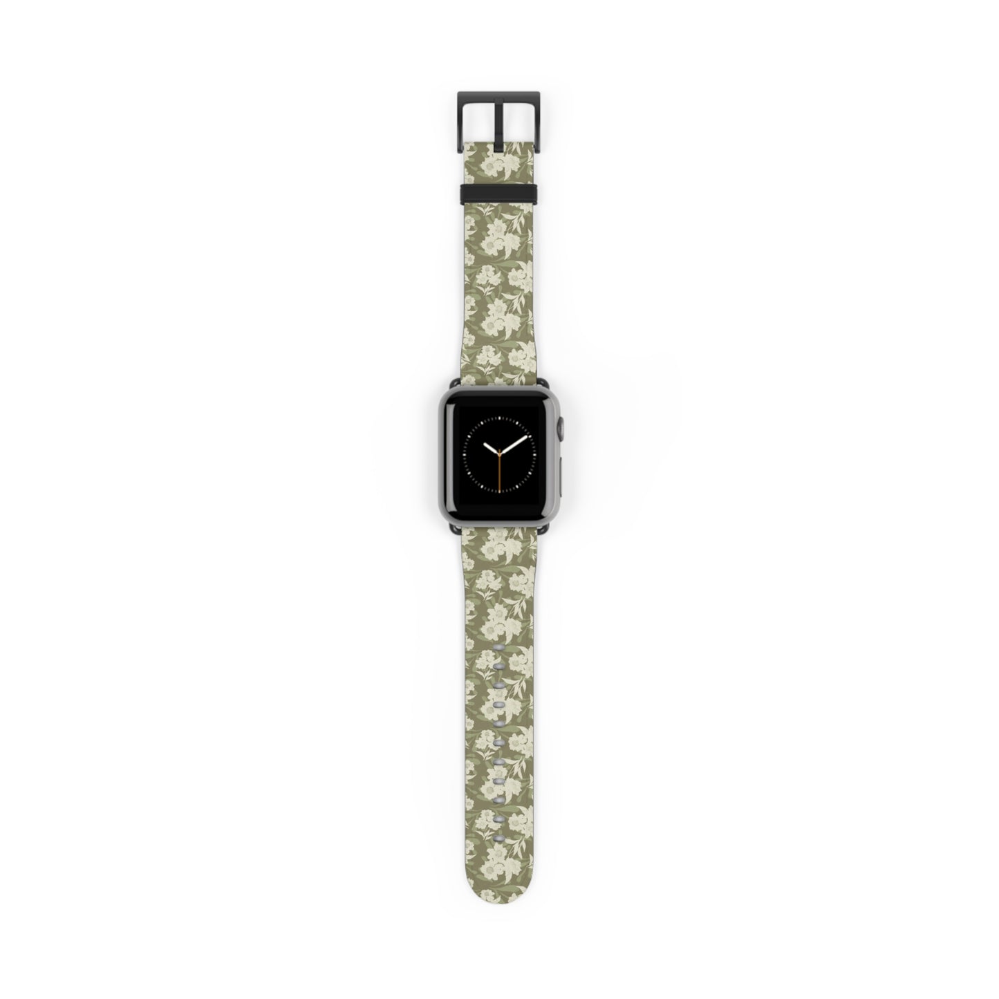 Olive Floral Pattern Watch Band — Vintage Botanical Apple Watch Strap