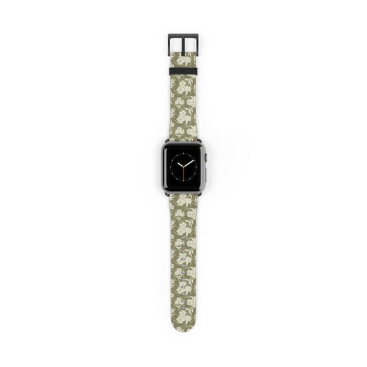 Olive Floral Pattern Watch Band — Vintage Botanical Apple Watch Strap