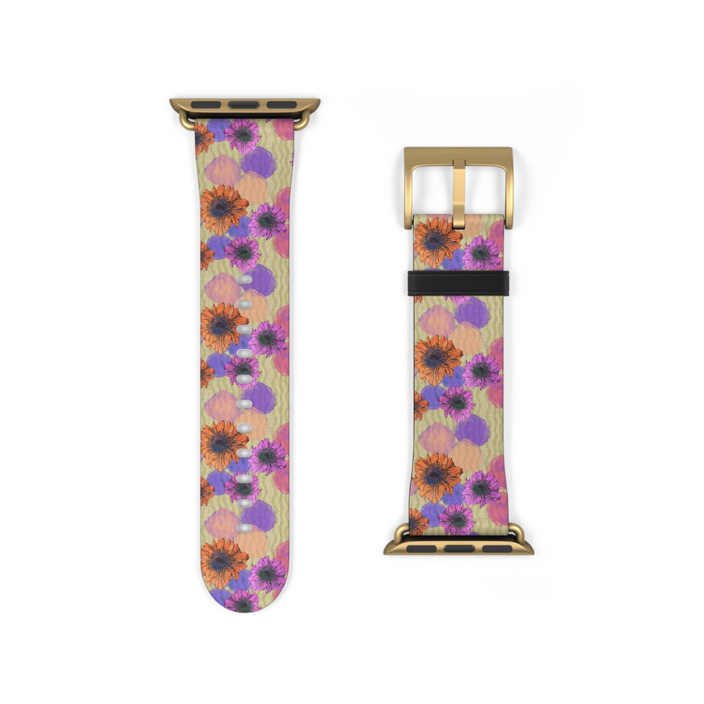 Floral Watercolor Apple Watch Band — Purple & Orange Zinnia Print