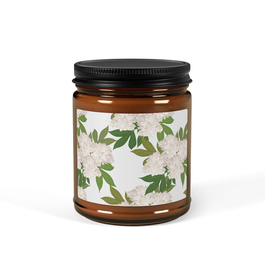 Aromatic Soy Candle Featuring Rachel's Peonies in White, Eco-Friendly Home Decor, Gift for Her, Relaxation Candle, Aromatherapy, Bridal Gift