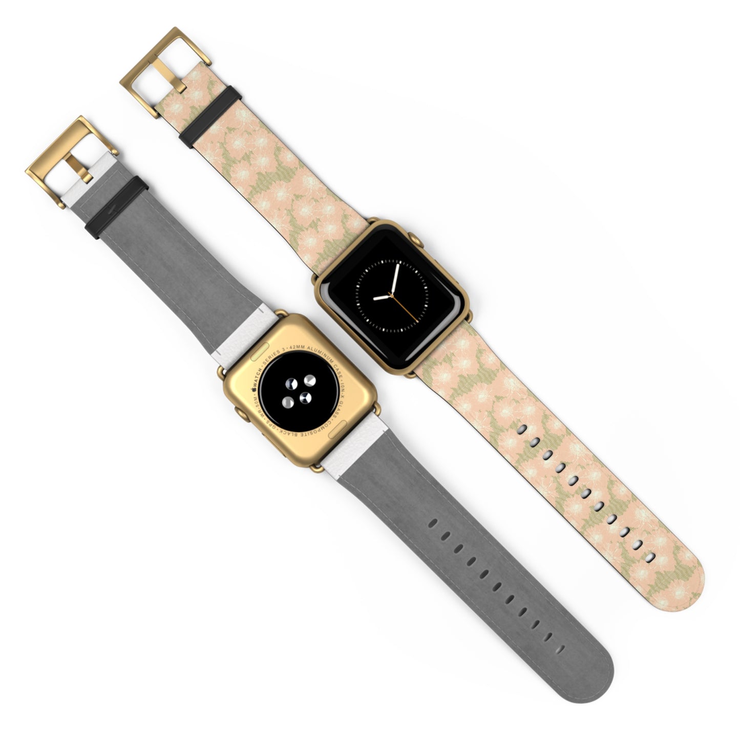 Blush & Sage Floral Apple Watch Band – Soft Peach Watercolor Pattern