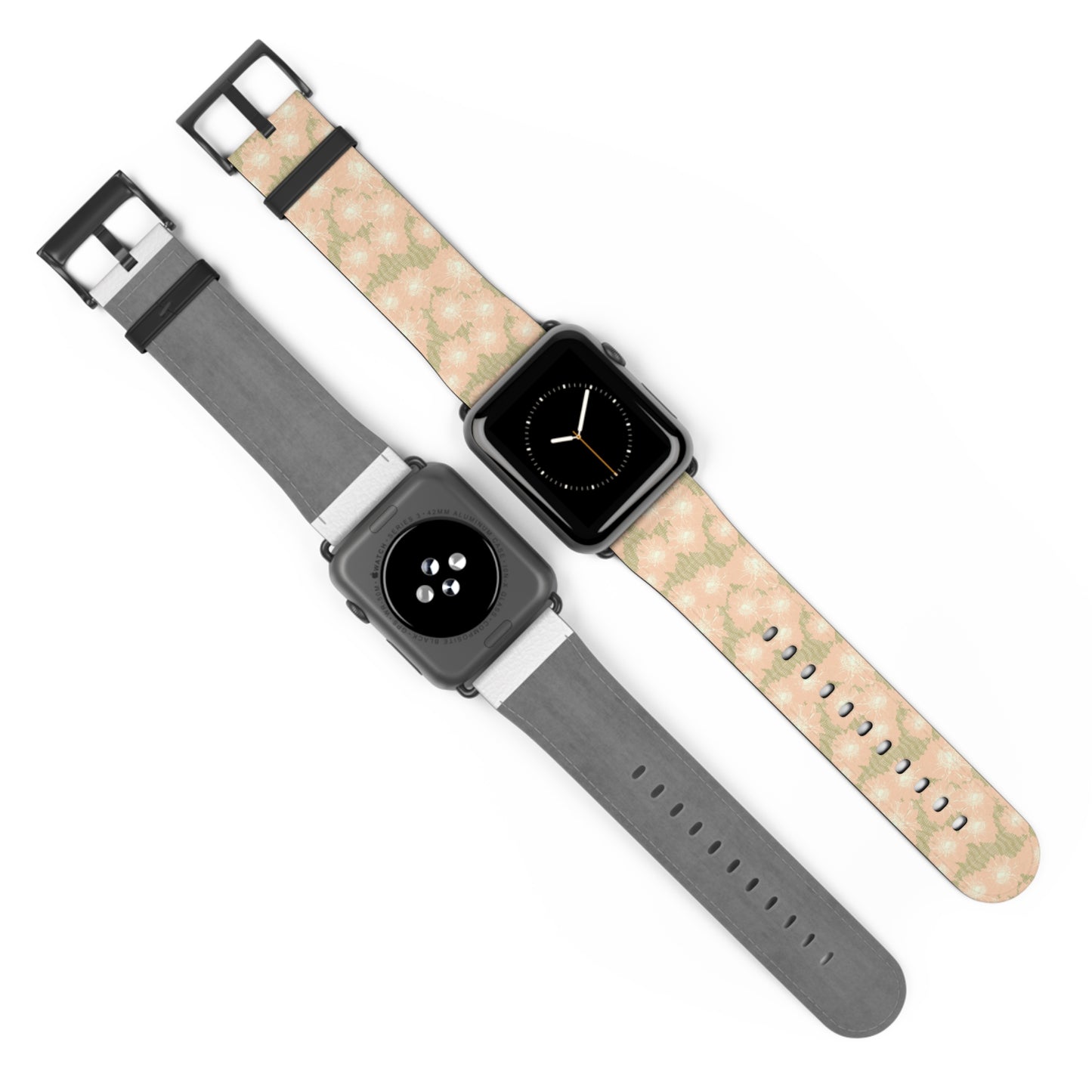 Blush & Sage Floral Apple Watch Band – Soft Peach Watercolor Pattern