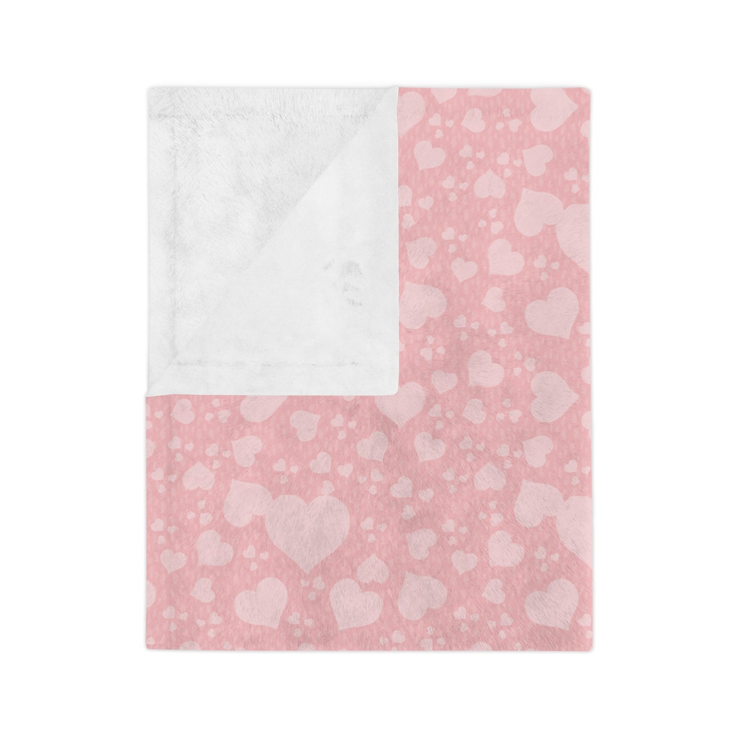 Soft Heart© Scatter Print in Pink | Velveteen Microfiber Blanket