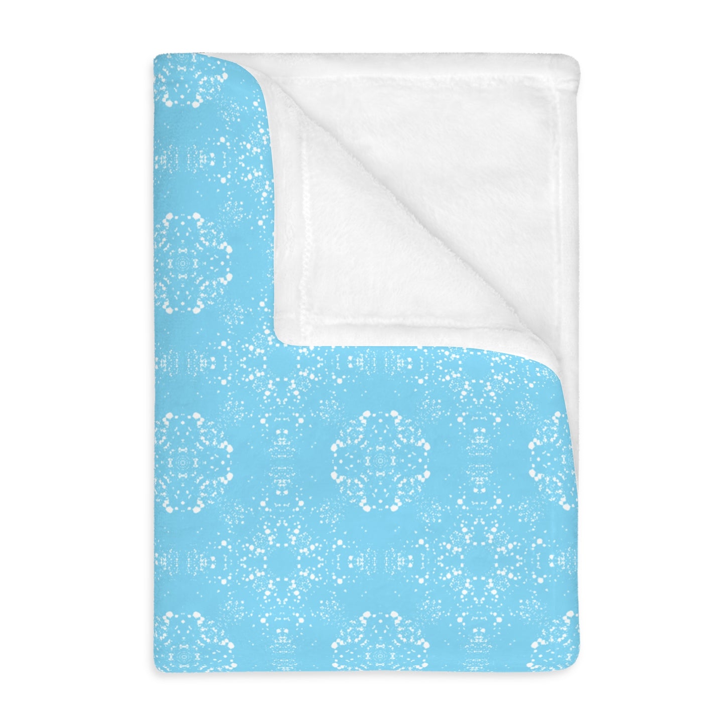 Velveteen Microfiber Blanket (Two-sided print) - Batik Scatter, Light Blue