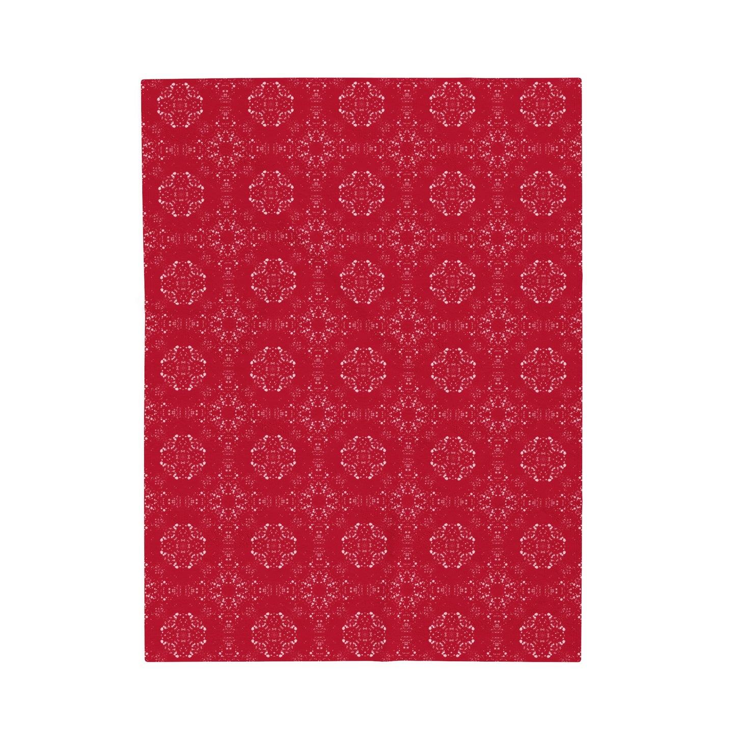 Velveteen Plush Blanket - Batik Scatter, Dark Red