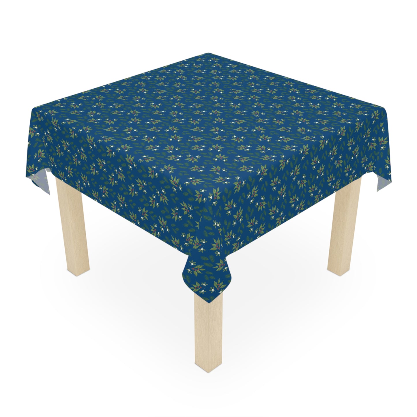 Tablecloth - Mistletoe, Berries and Sprigs, Blue