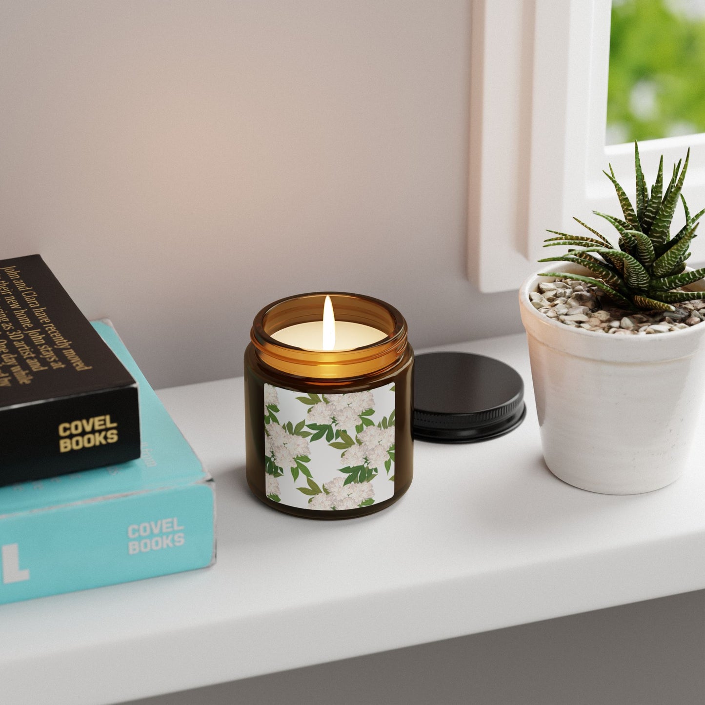Aromatic Soy Candle Featuring Rachel's Peonies in White, Eco-Friendly Home Decor, Gift for Her, Relaxation Candle, Aromatherapy, Bridal Gift