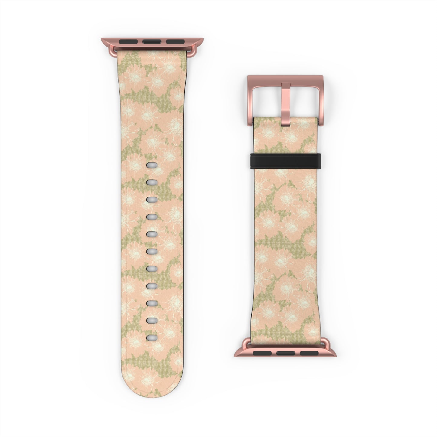 Blush & Sage Floral Apple Watch Band – Soft Peach Watercolor Pattern