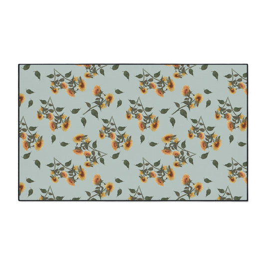 Floral Heavy Duty Floor Mat - Sunflower Debut© Woodland Blue, Functional Home Decor, Kitchen Mats, Entryway Rugs, Boho Style