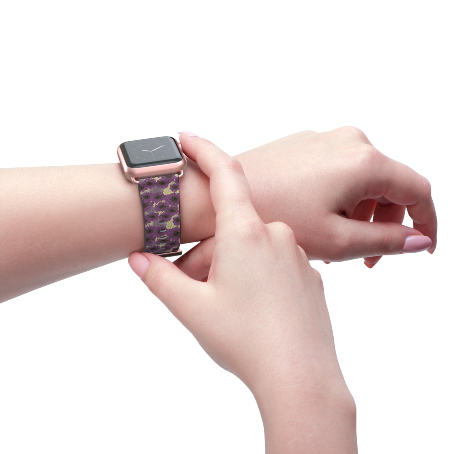 Floral Purple Leopard Watch Band — Patterned Apple Watch Strap