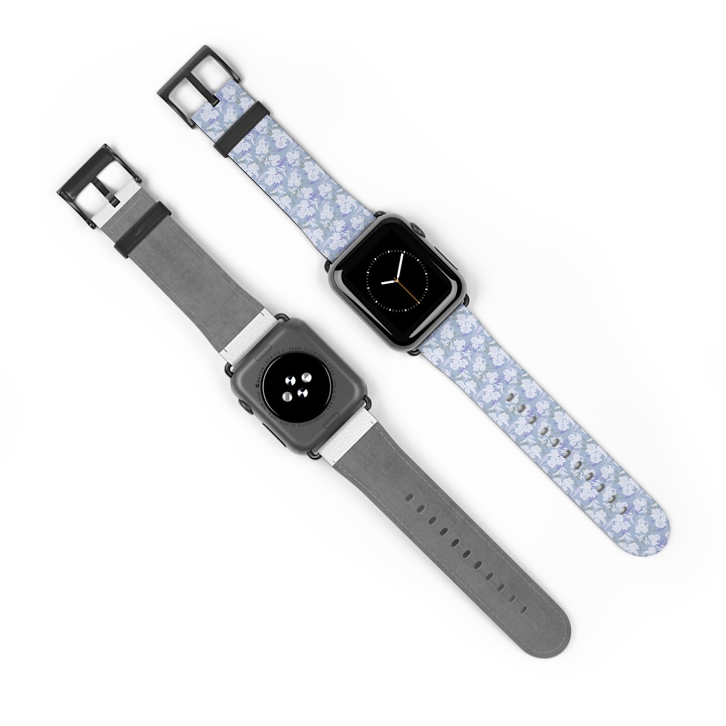 Pastel Periwinkle Floral Watch Band — Lightweight Garden Pattern Strap for Apple Watch