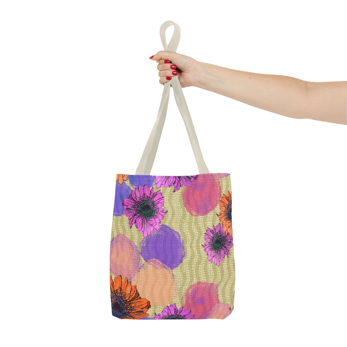 Floral Watercolor Tote Bag — Colorful Sunflower & Paint-Blob All-Over Print