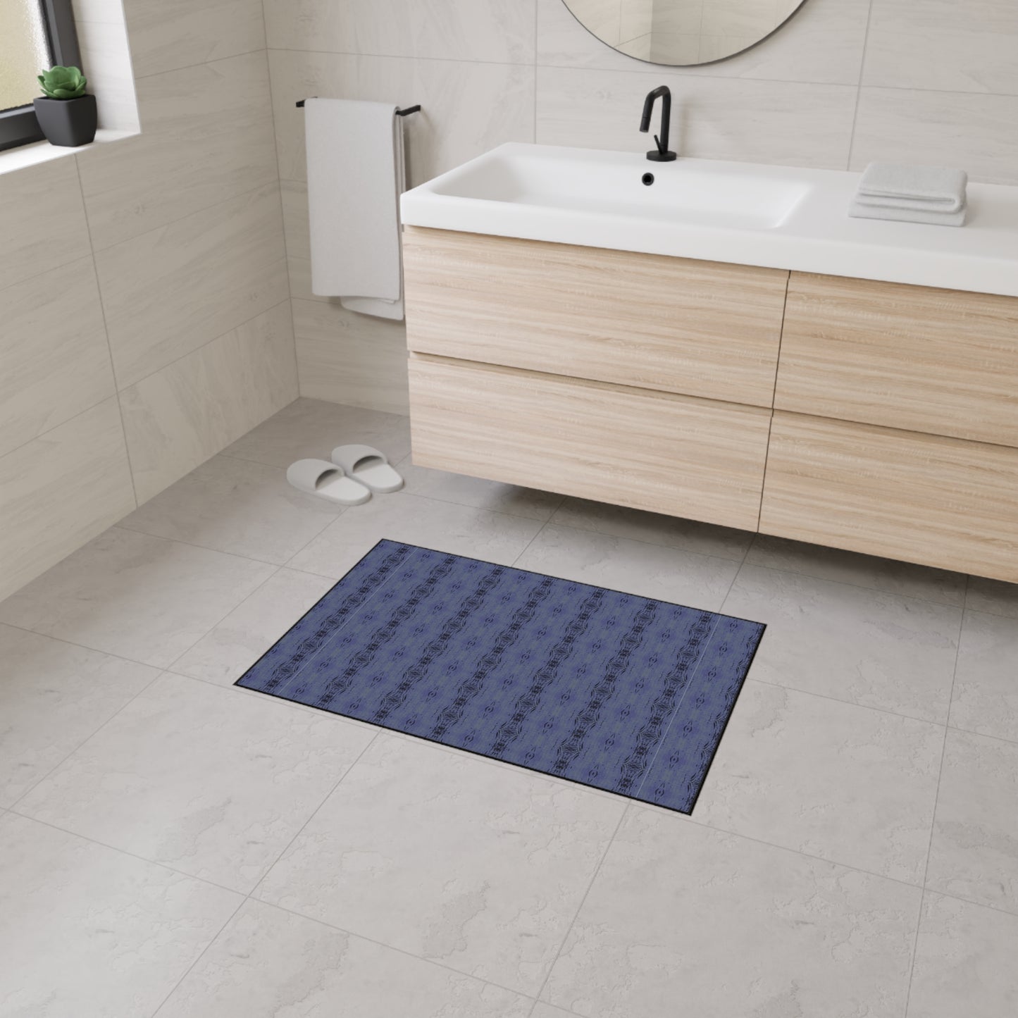 Stylish Heavy Duty Floor Mat for Home, Half Bamboo© Deep Blue, Durable Entrance Rug, Modern Indoor Mat, Kitchen or Hallway Décor