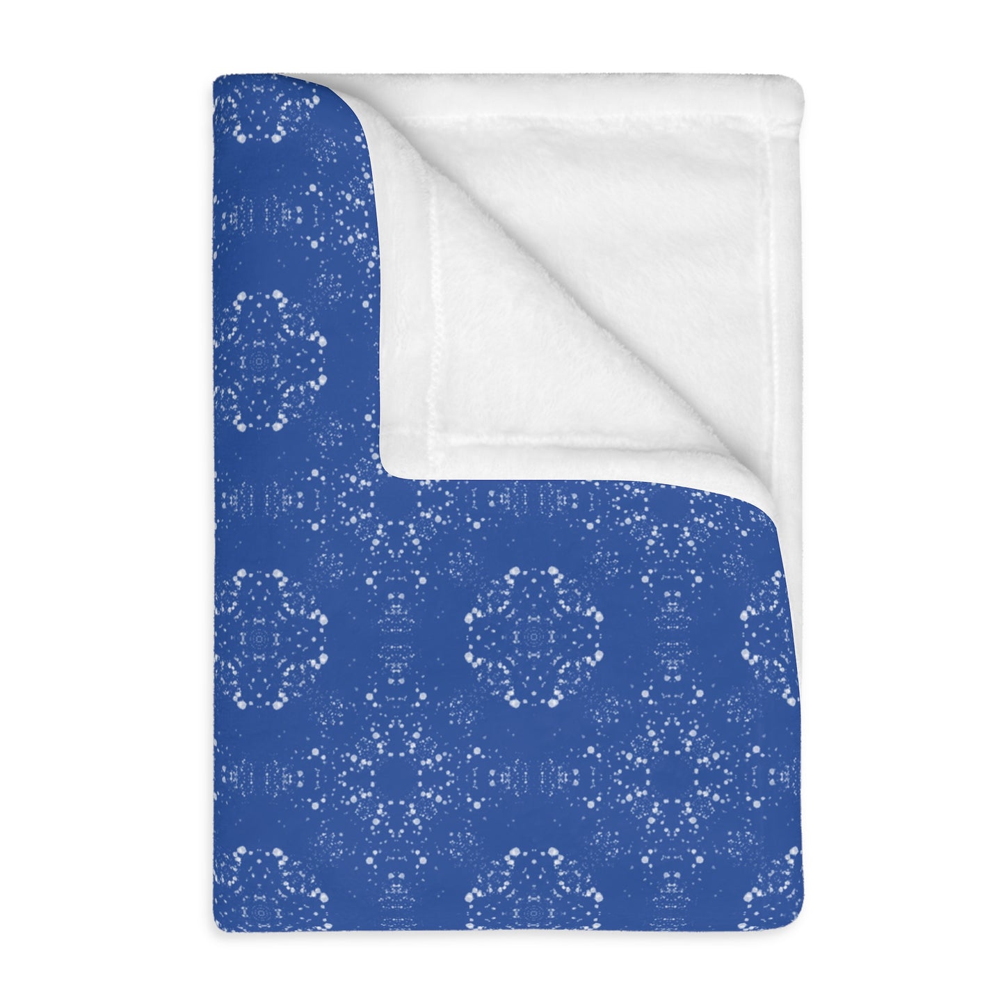 Velveteen Microfiber Blanket (Two-sided print) - Batik Scatter, Dark Blue